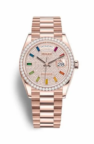 Rolex Day-Date 36 Everose Gold / Diamond / Paved-Rainbow / President 128345RBR-0042 (M128345RBR-0042)